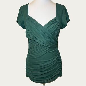 PattyBoutik Women’s Deep Green Blouse‎ Ruching Size Medium